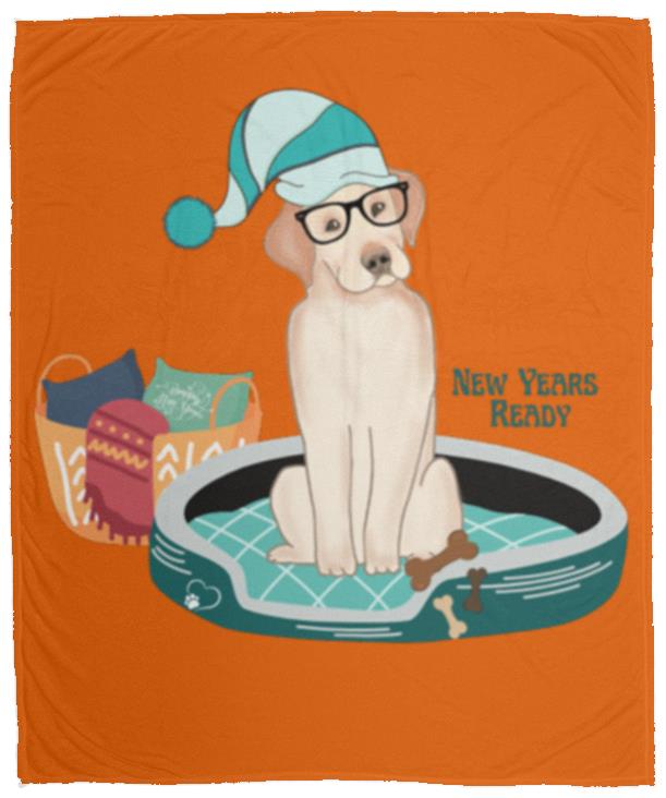 Labrador New Years Ready Cozy Plush Fleece Blanket - 50x60