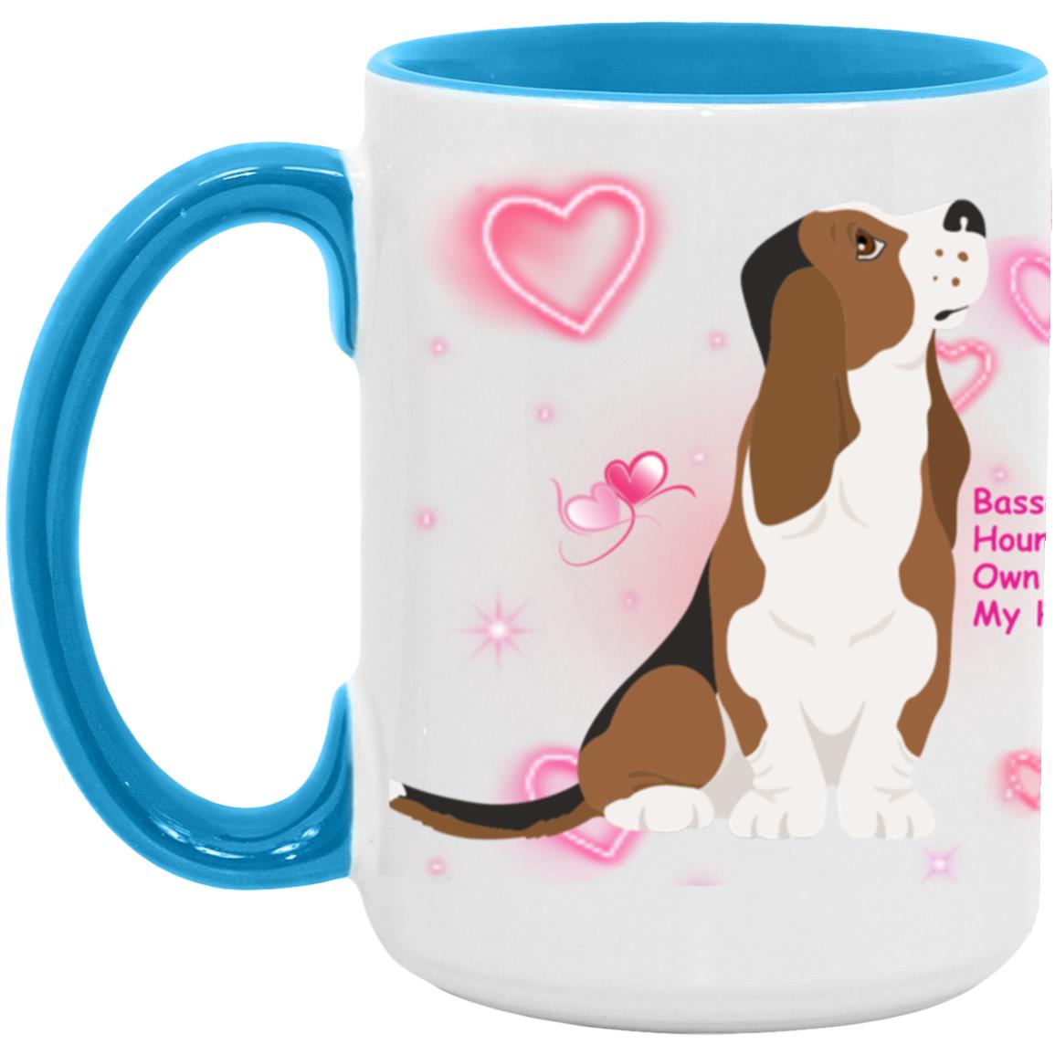 Basset Hound Heart 15 oz Mug - Cute Mug perfect for a Valentines GIft or everyday gift