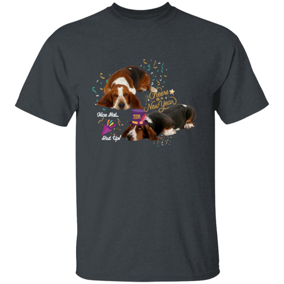 Basset Hounds Celebrate New Years . T-Shirt