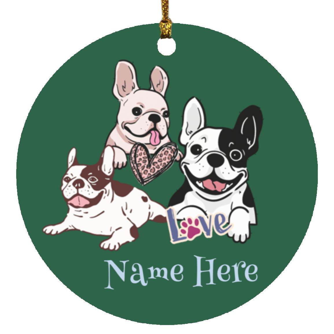 French Bulldog Personalizable Circle Ornament