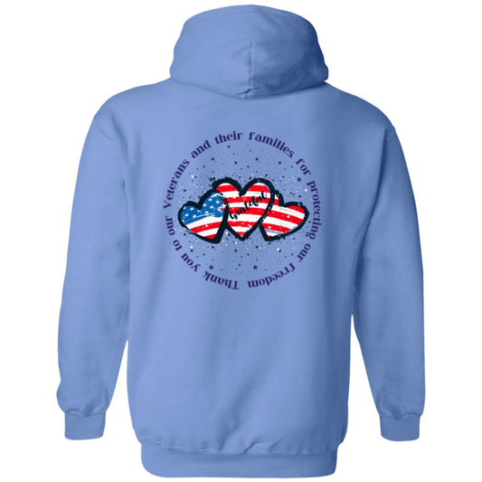 Thank you Veteran Zip Up Hooded Sweatshirt Logo on Back only