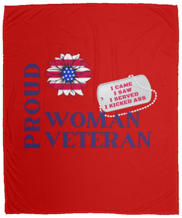 Proud Woman Veteran Cozy Plush Fleece Blanket - 50x60