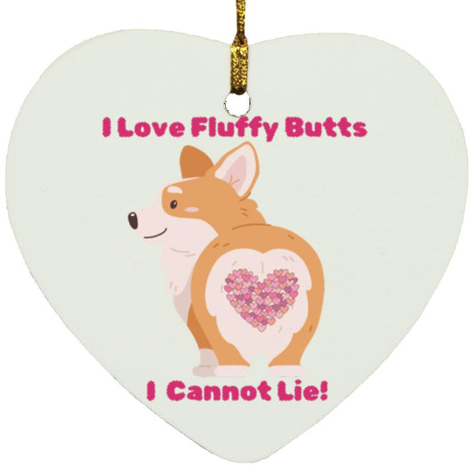 Corgi Fluff Christmas Heart Ornament