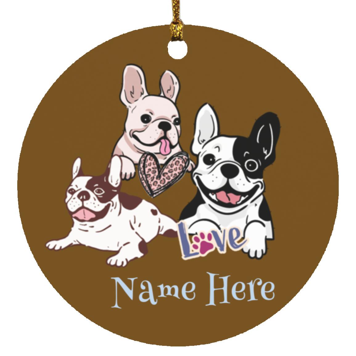 French Bulldog Personalizable Circle Ornament