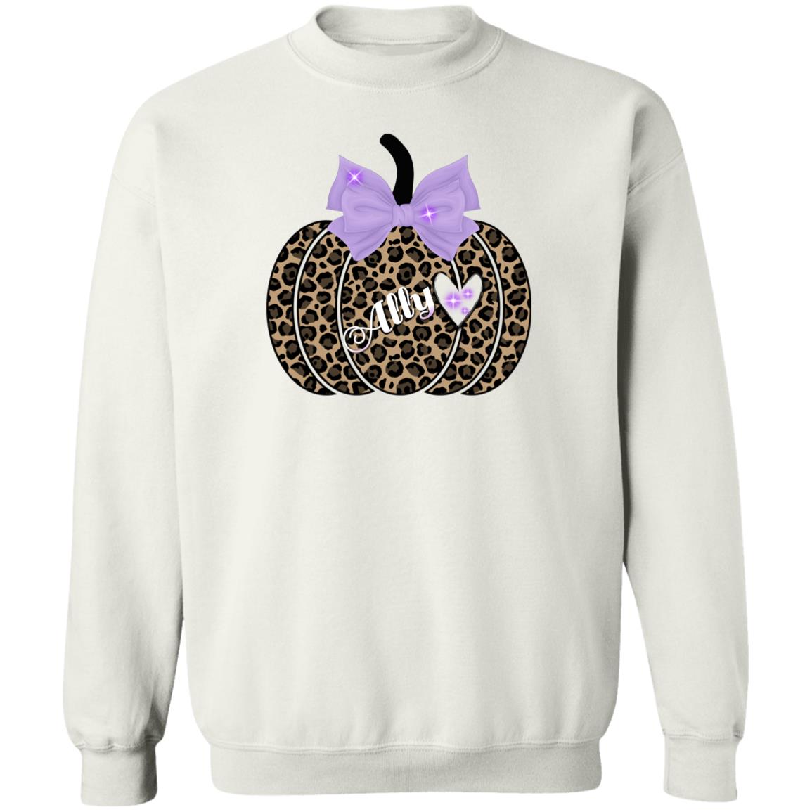 Personalized Cheetah Print Pumpkin Pullover Sweatshirt