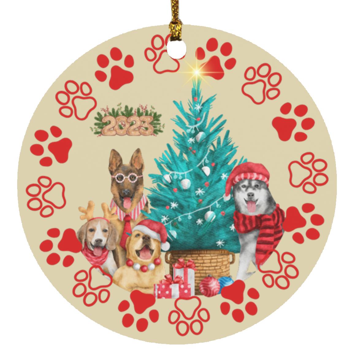 Dog Paws 2023 Circle Ornament