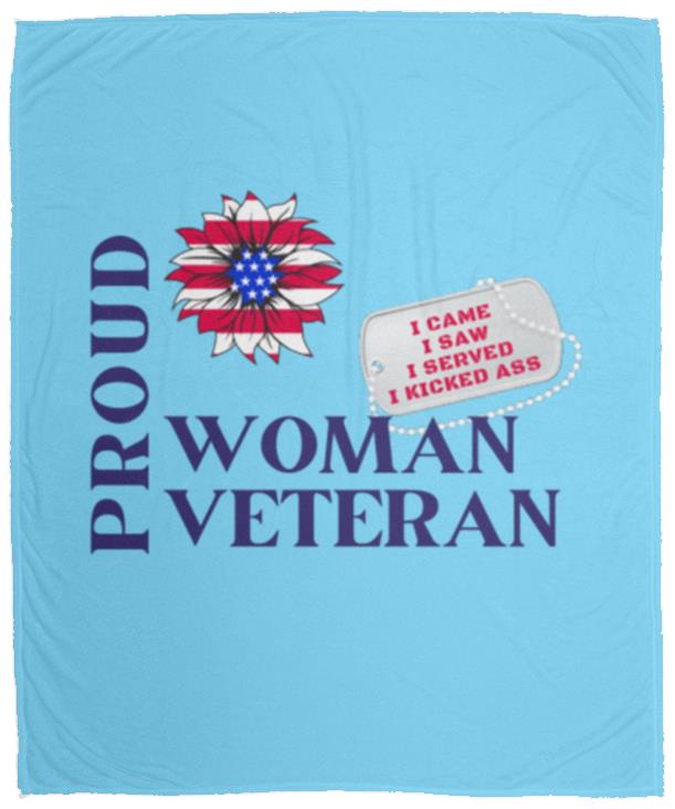 Proud Woman Veteran Cozy Plush Fleece Blanket - 50x60