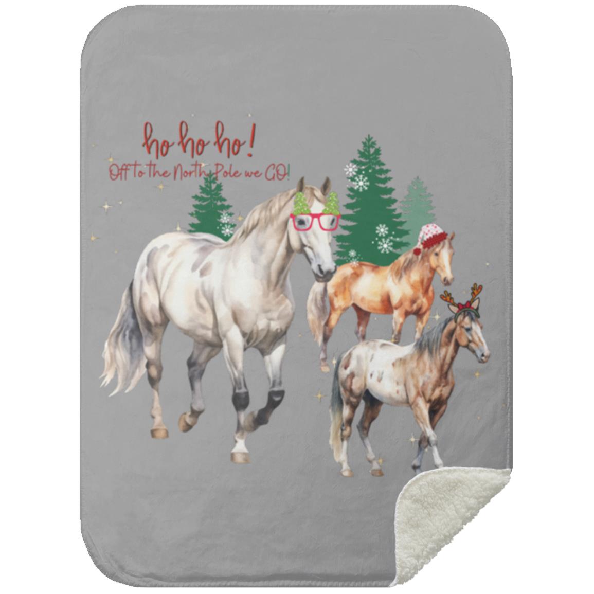 Christmas Blanket with Horses Premium Sherpa Blanket 30x40