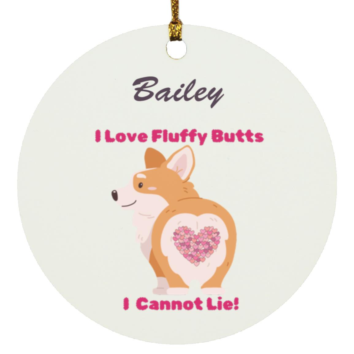 PERSONALIZED Corgi FLUFFY BUTT Circle Ornament-FREE PERSONALIZATION