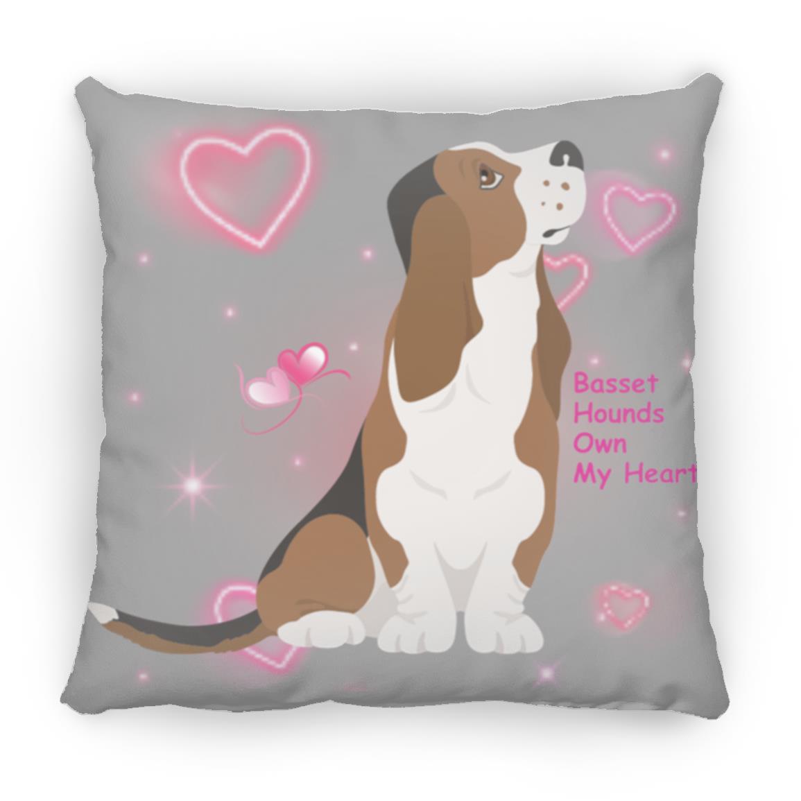 Basset Hound Throw Pillow with hearts Square Pillow