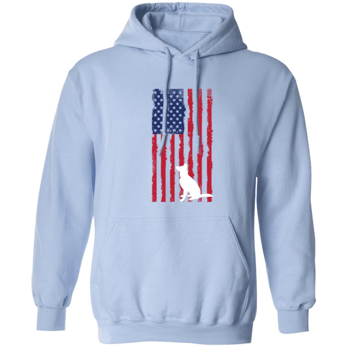 German Shepherd Pullover Hoodie featuring the American Flag