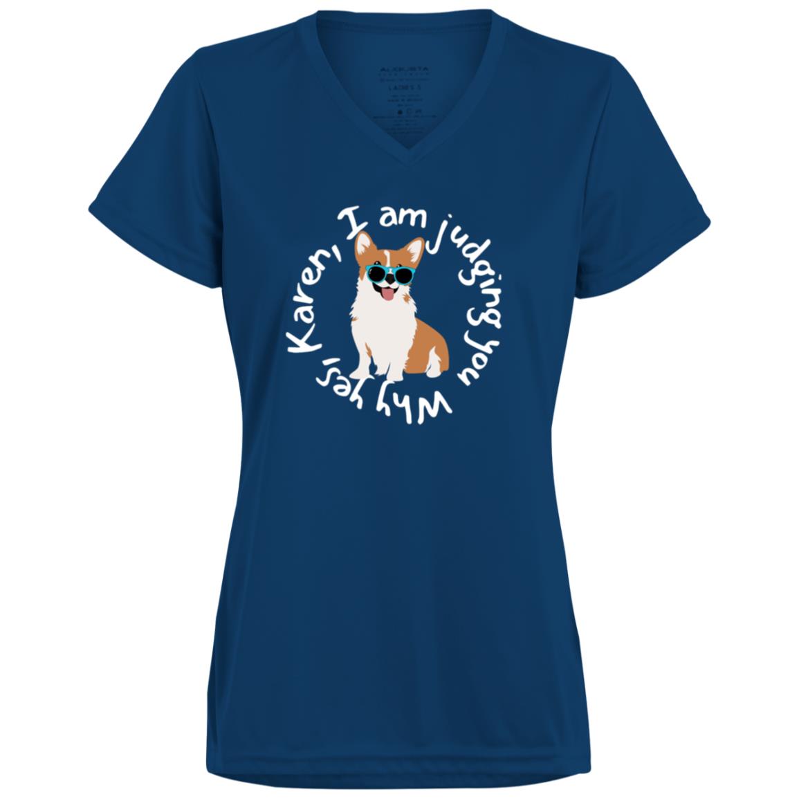 Judging Corgi Ladies’ Moisture-Wicking V-Neck Tee for your favorite Corgi Lover