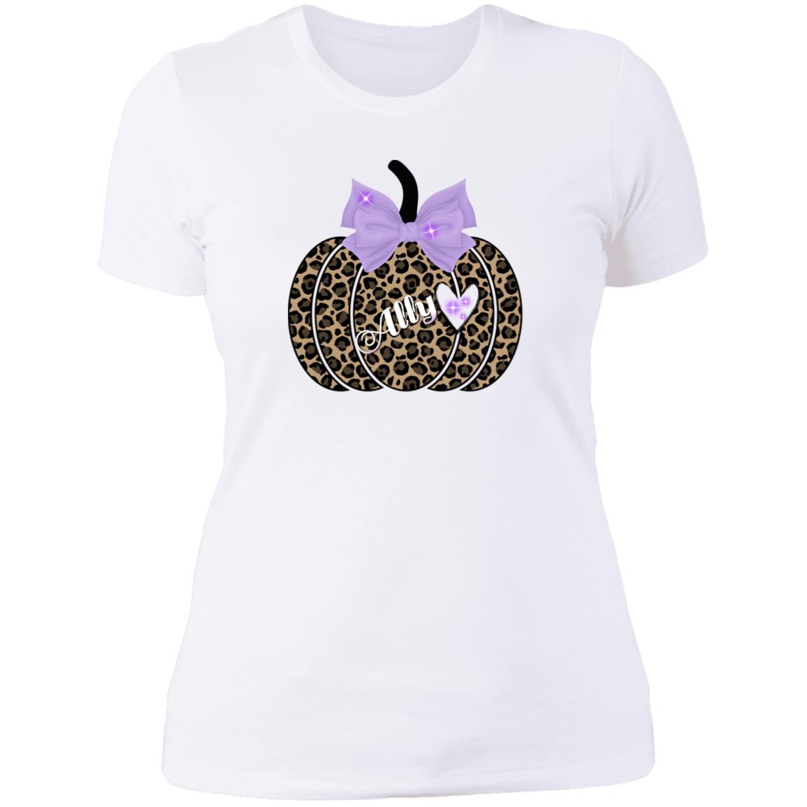 Personalized cheetah print pumpkin Ladies T-Shirt