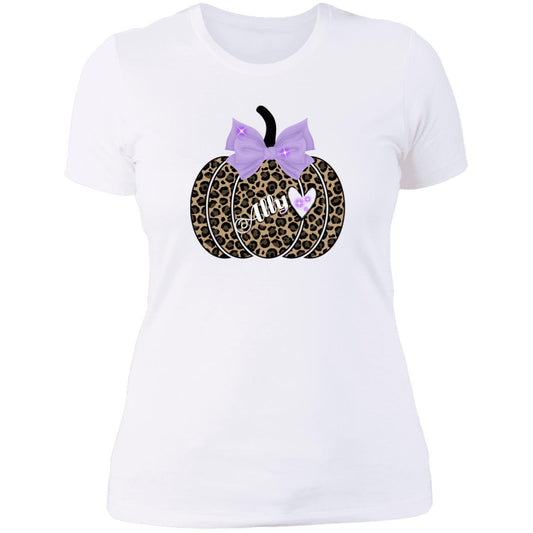 Personalized cheetah print pumpkin Ladies T-Shirt