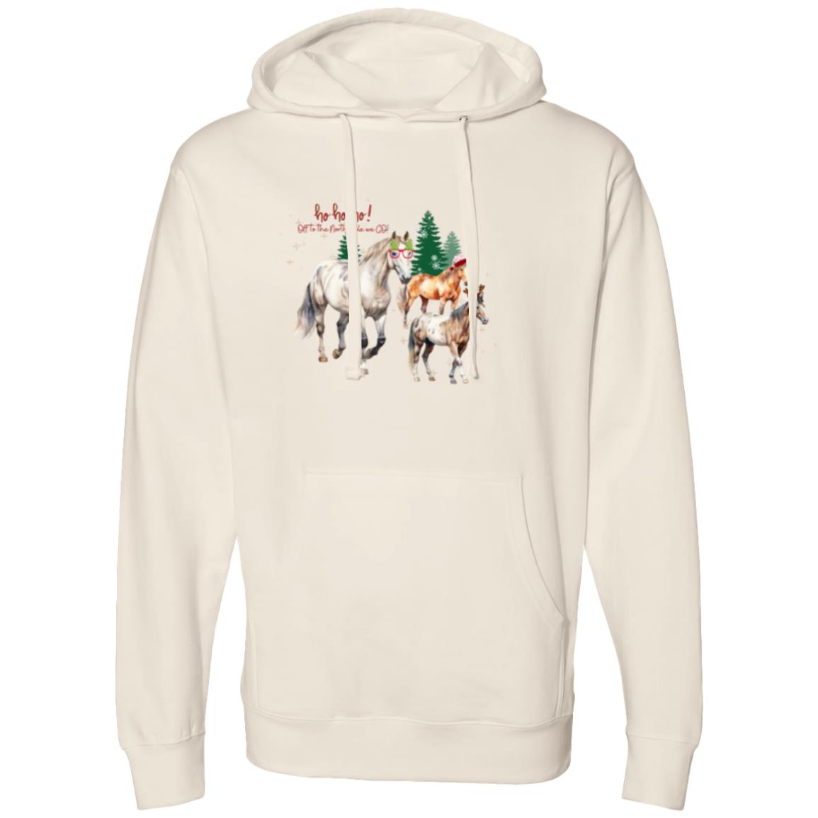 Christmas Sweatshirt with Horses Midweight Hooded Sweatshirt