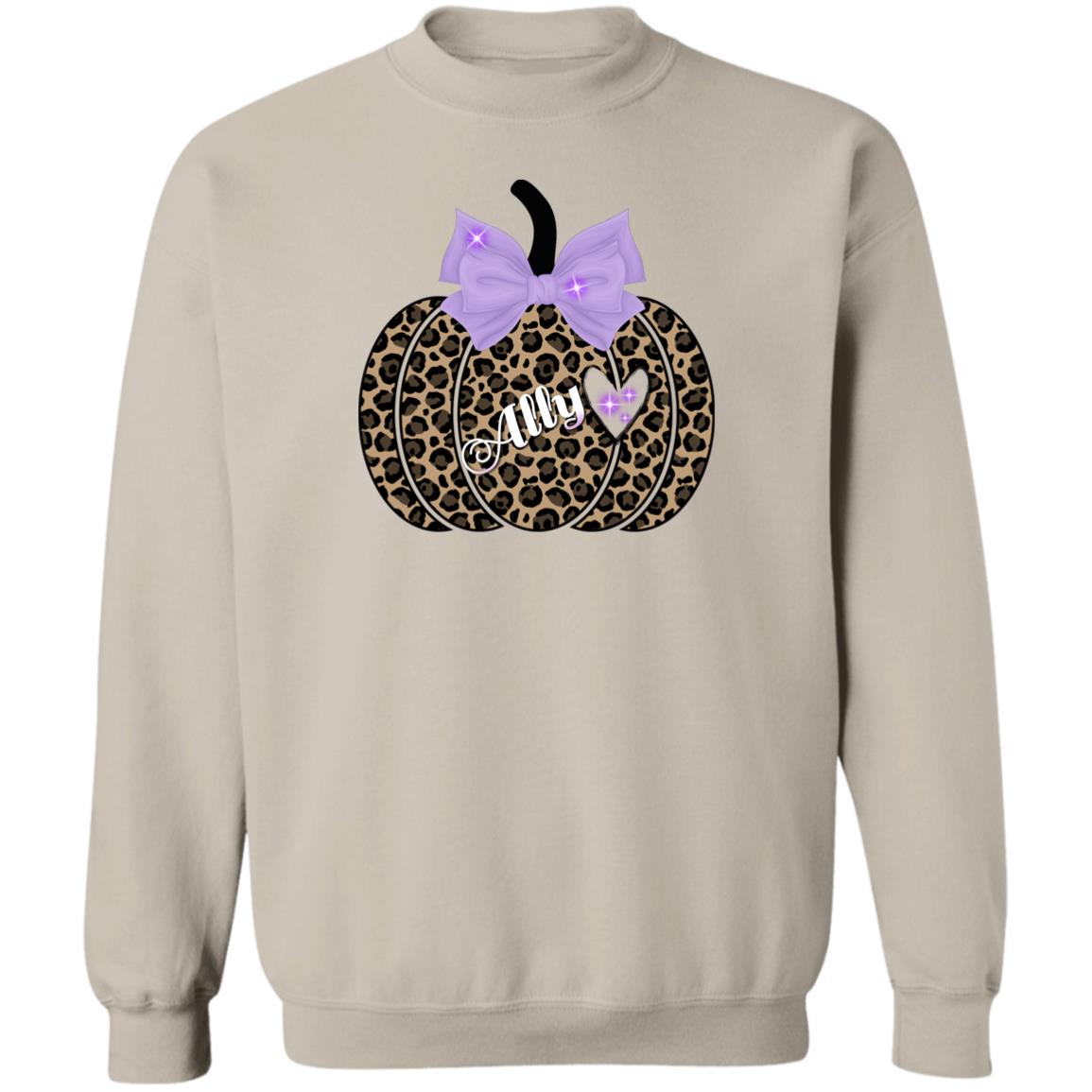 Personalized Cheetah Print Pumpkin Pullover Sweatshirt