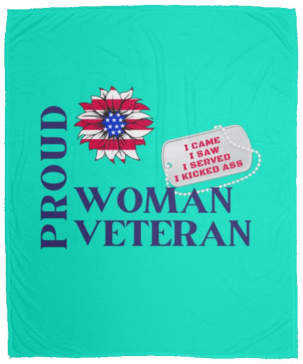 Proud Woman Veteran Cozy Plush Fleece Blanket - 50x60