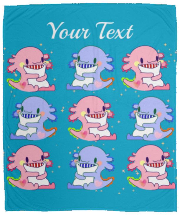 Axolotl Pattern  Cozy & Soft Plush Fleece Blanket -  (FREE PERSONALIZATION) 50x60in