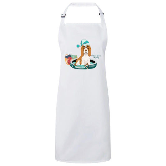 Basset Hound  Bib Apron- New Years Edition