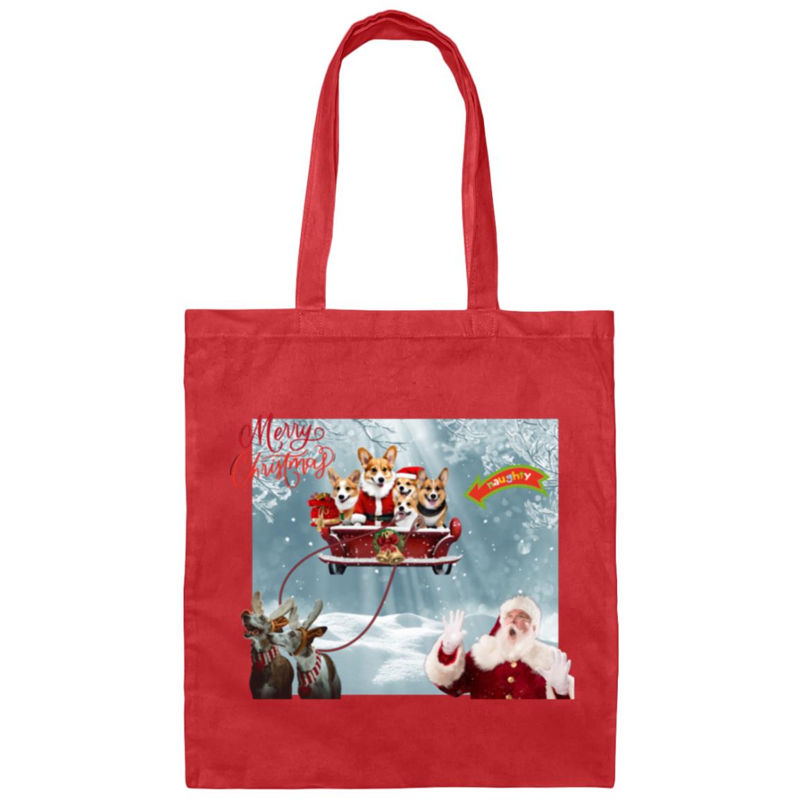 Christmas corgi Canvas Tote Bag