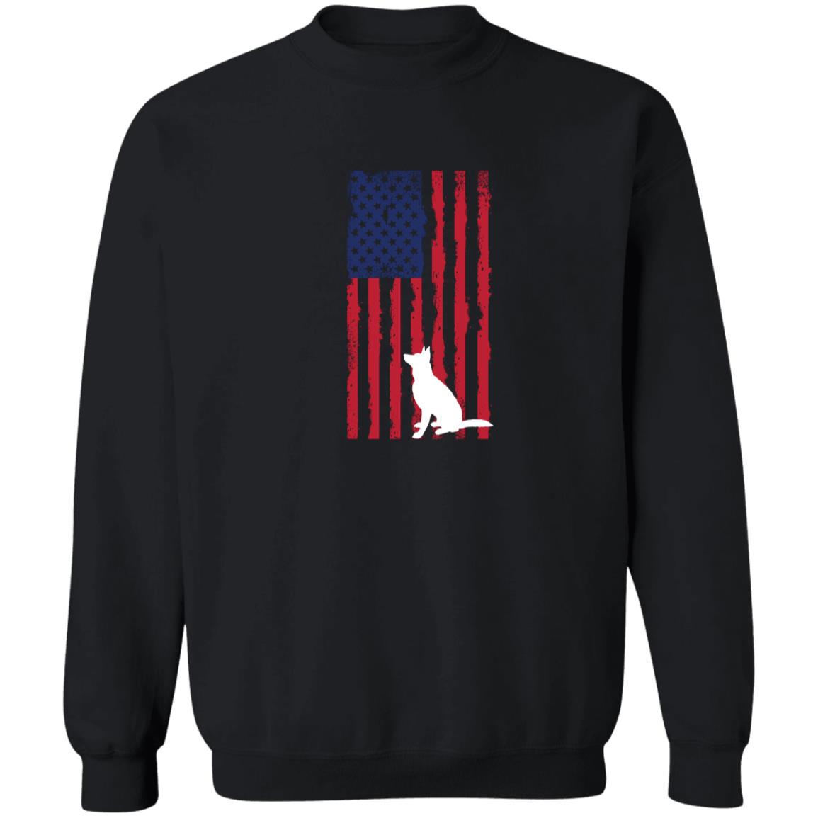 German Shepherd with American Flag Pullover Sweatshirt