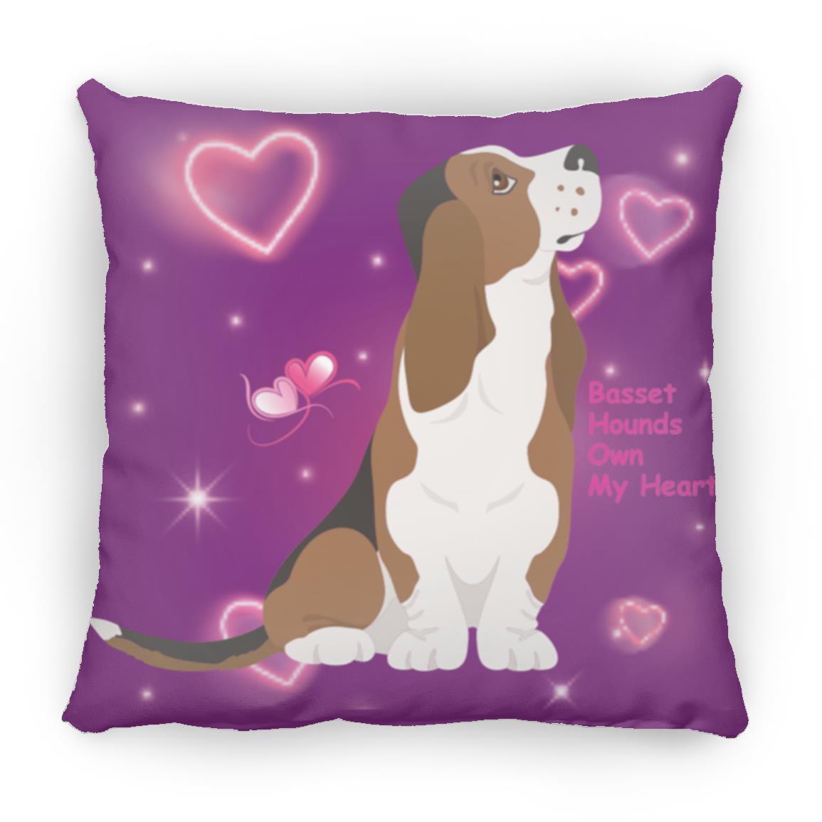 Basset Hound Throw Pillow with hearts Square Pillow