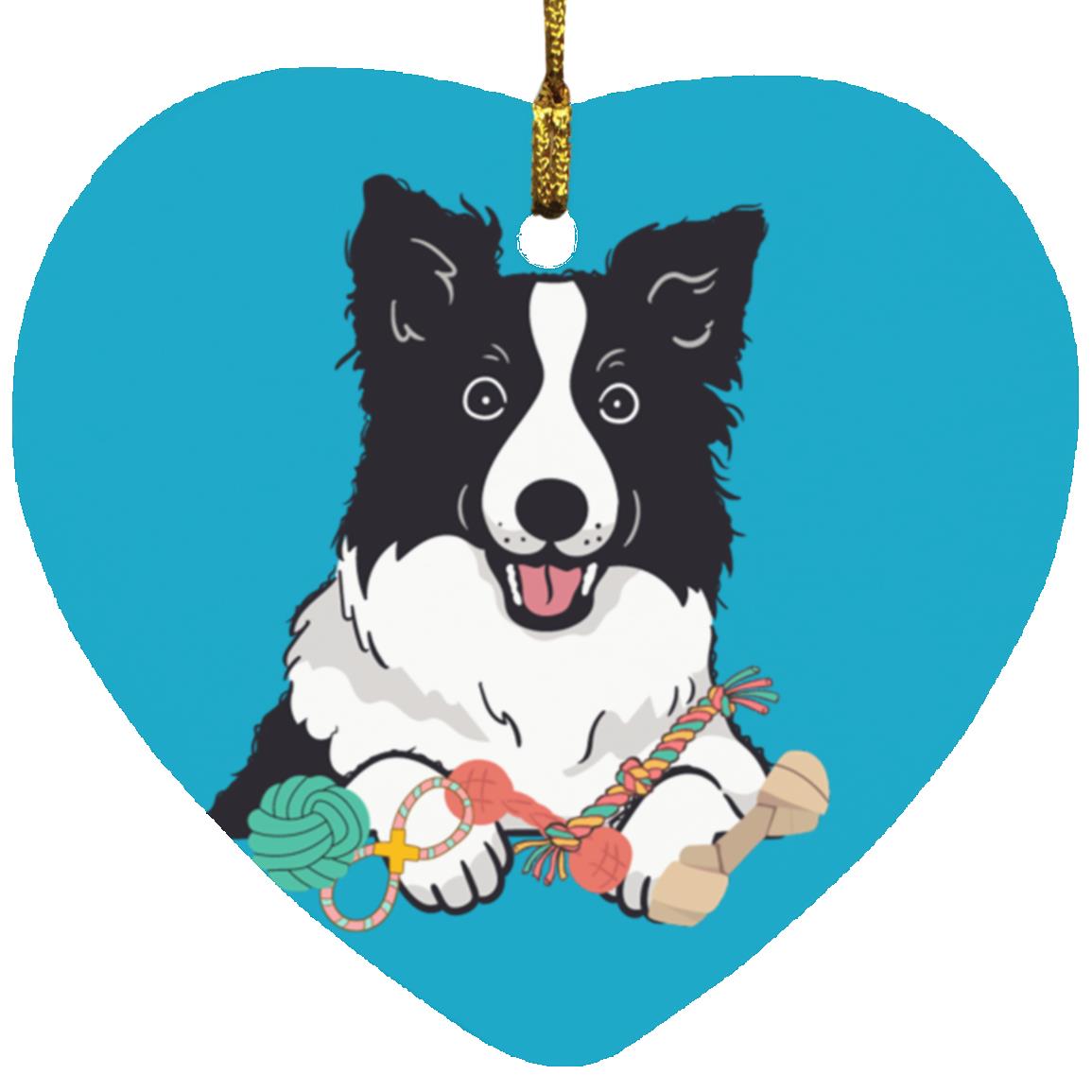 Border Collie Heart Ornament