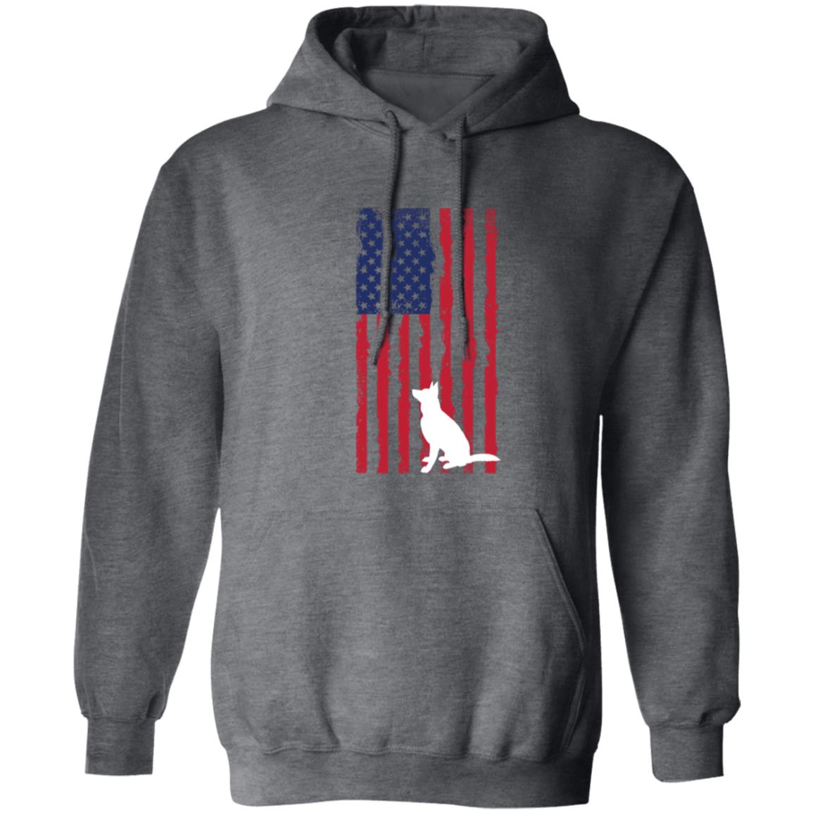 German Shepherd Pullover Hoodie featuring the American Flag