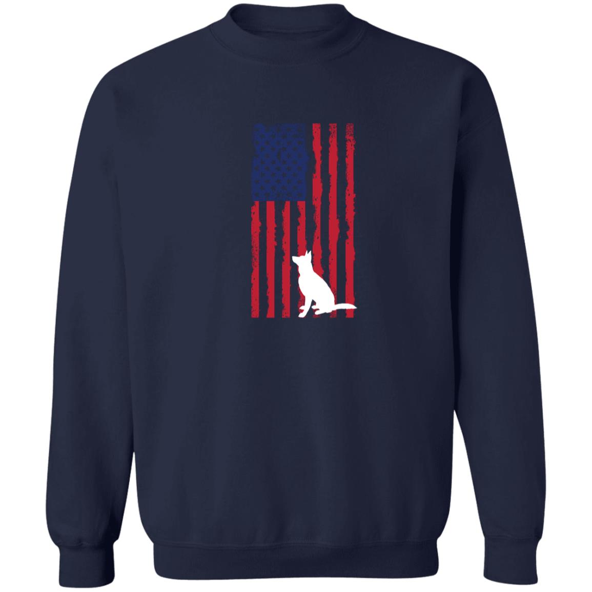 German Shepherd with American Flag Pullover Sweatshirt