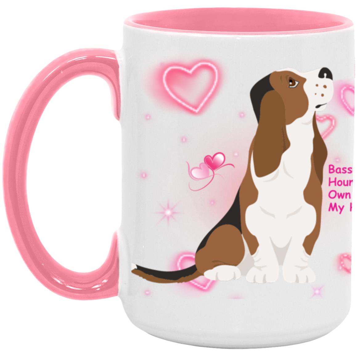 Basset Hound Heart 15 oz Mug - Cute Mug perfect for a Valentines GIft or everyday gift