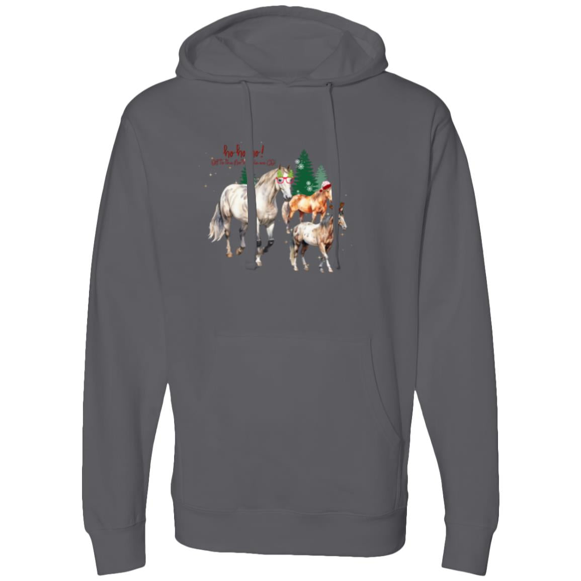 Christmas Sweatshirt with Horses Midweight Hooded Sweatshirt