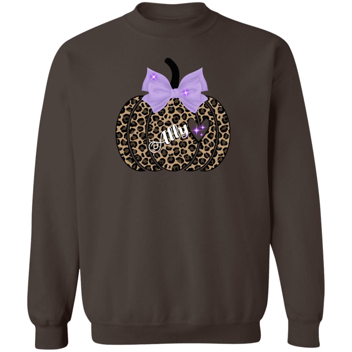 Personalized Cheetah Print Pumpkin Pullover Sweatshirt