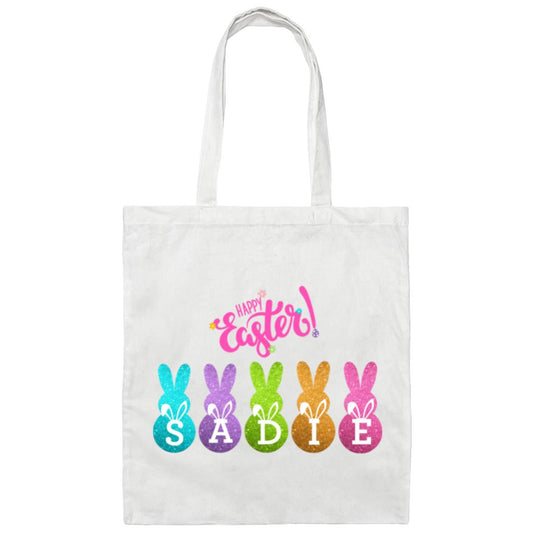 Happy Easter Peeps. Easter Egg Collection Canvas Tote Bag. Glittery Peeps-Personalizable