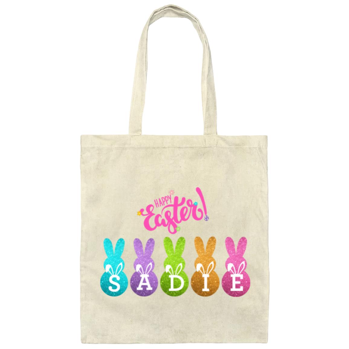 Happy Easter Peeps. Easter Egg Collection Canvas Tote Bag. Glittery Peeps-Personalizable