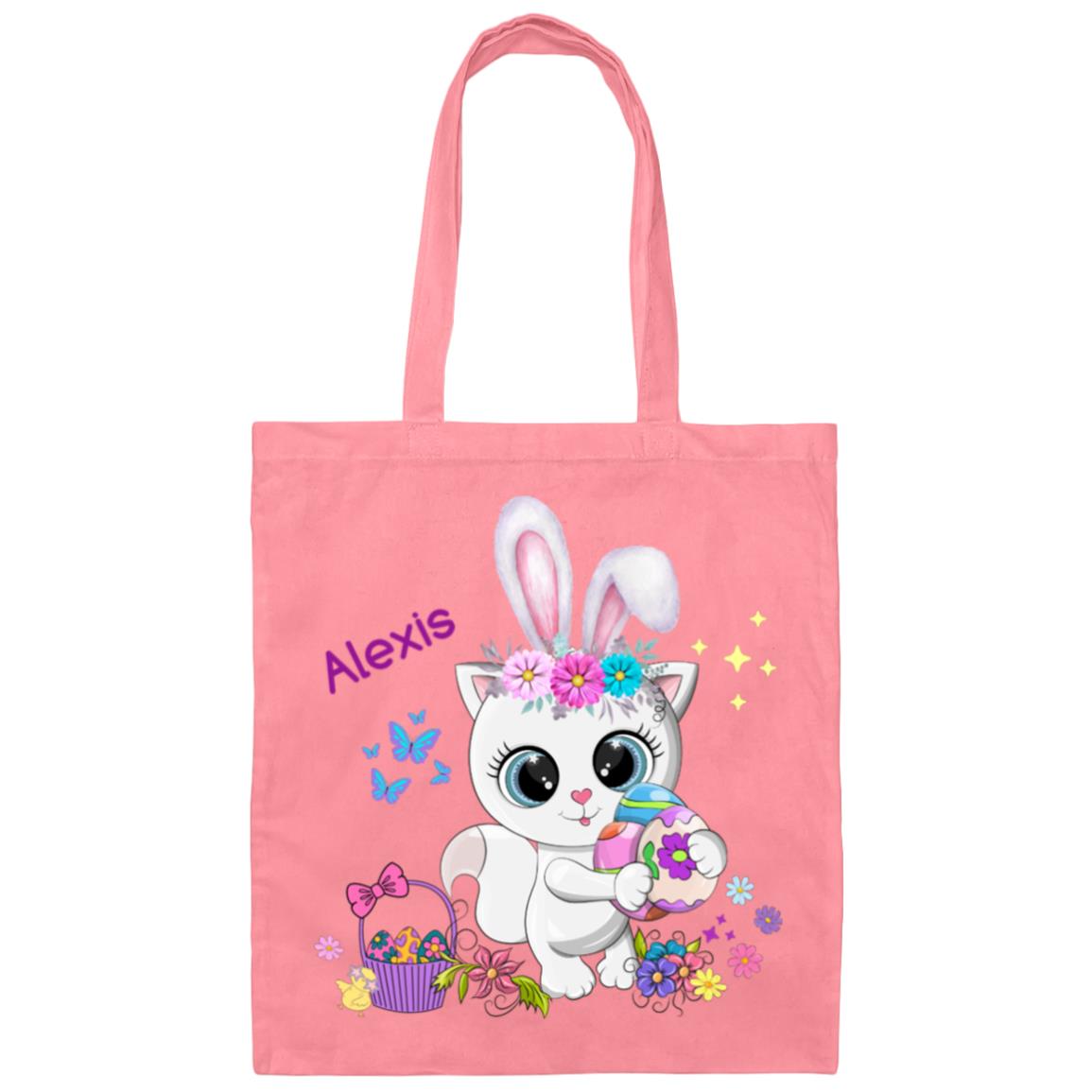 Personalized Easter Kitty Tote Bag- Easter Egg Ready