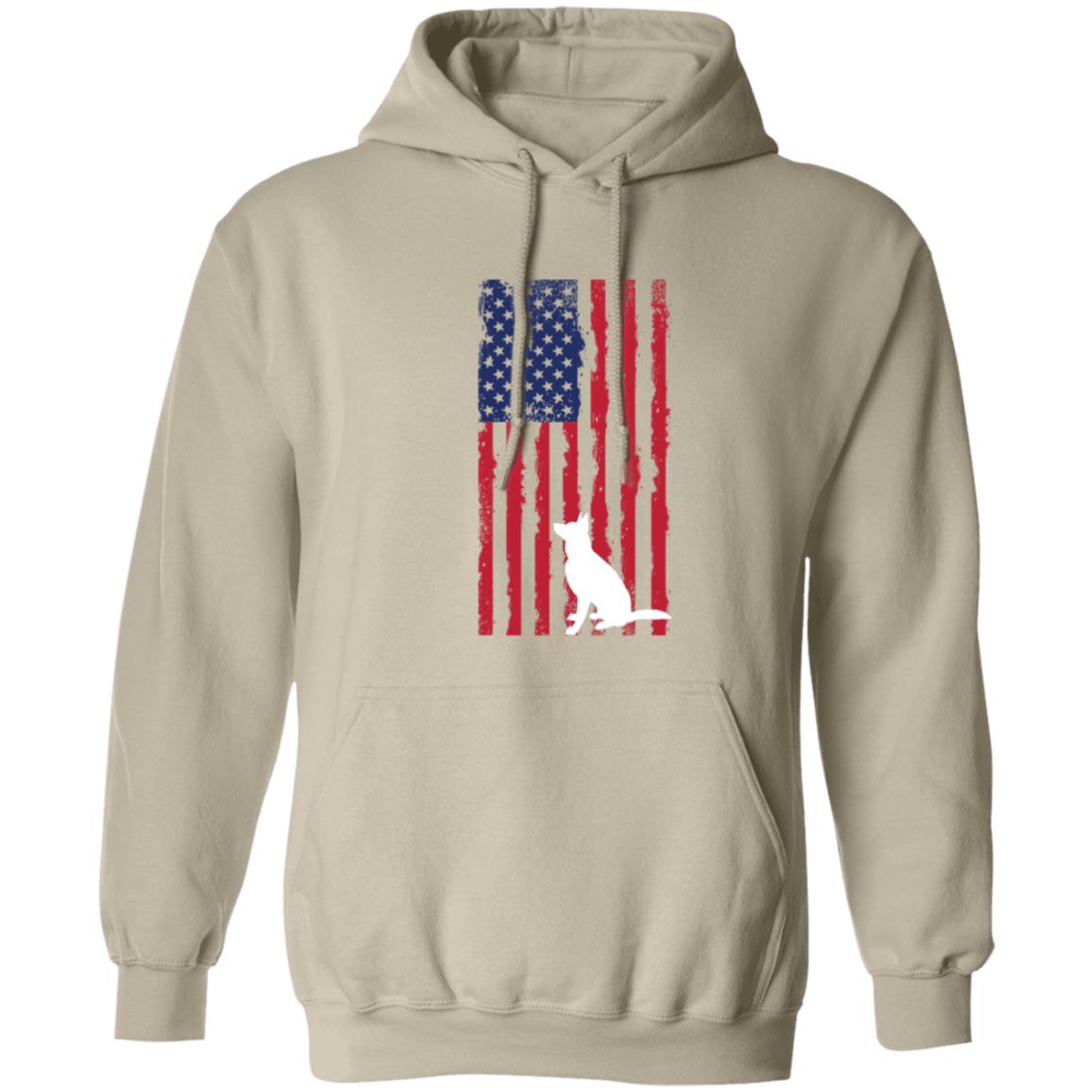 German Shepherd Pullover Hoodie featuring the American Flag