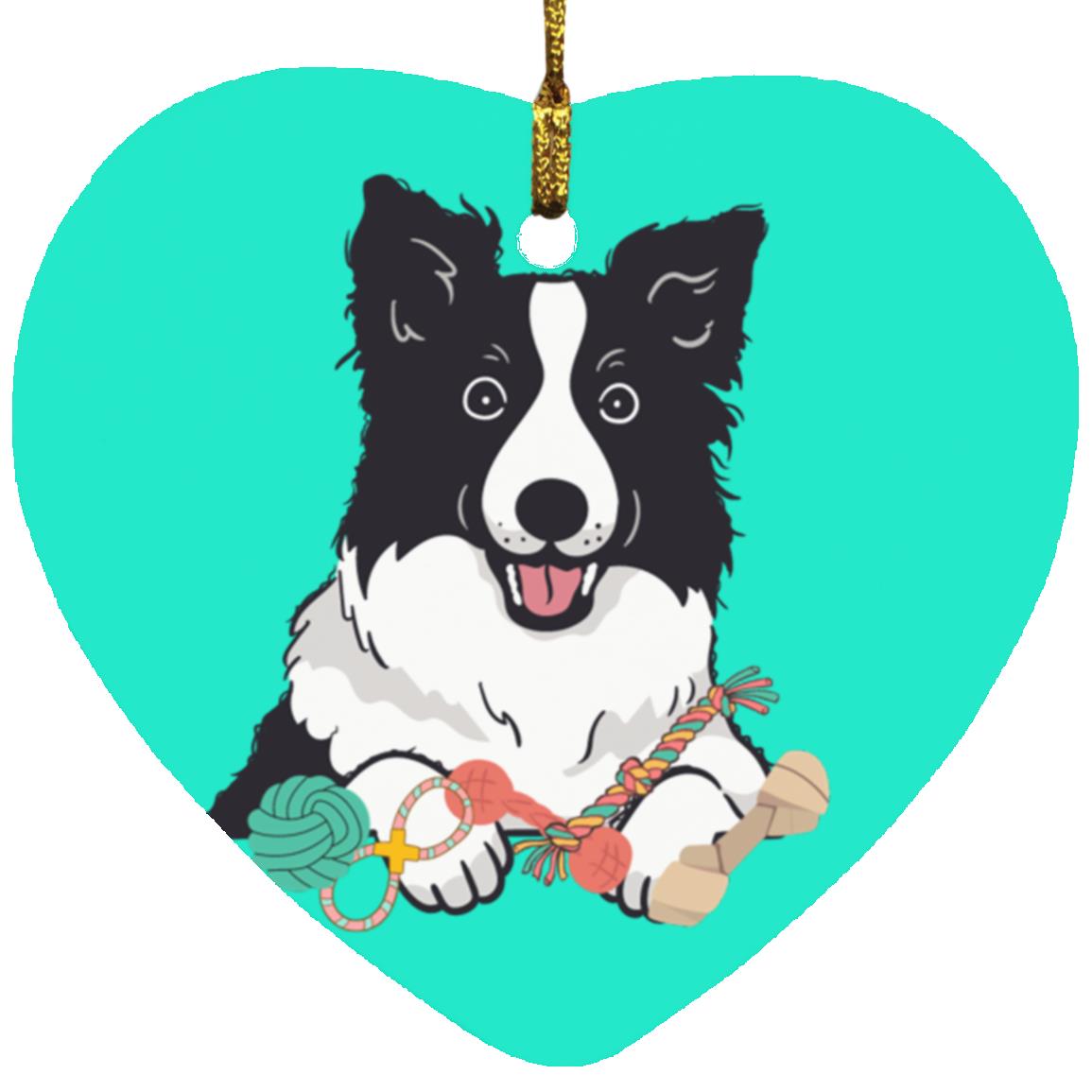 Border Collie Heart Ornament