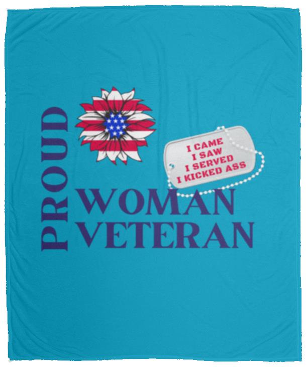 Proud Woman Veteran Cozy Plush Fleece Blanket - 50x60