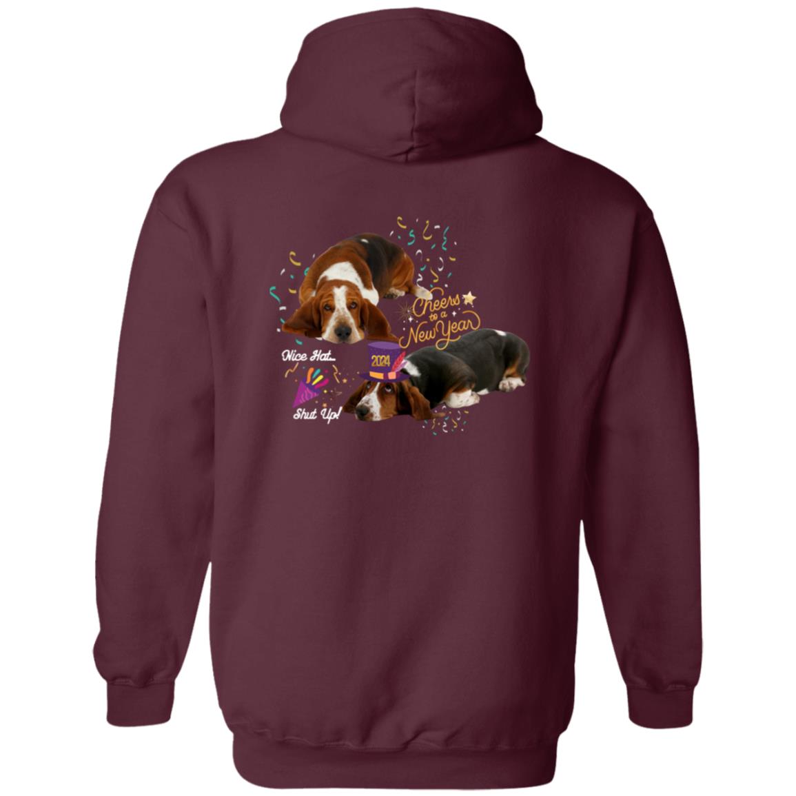 Basset Hound New Years Celebrate Zip Up Hooded Sweatshirt