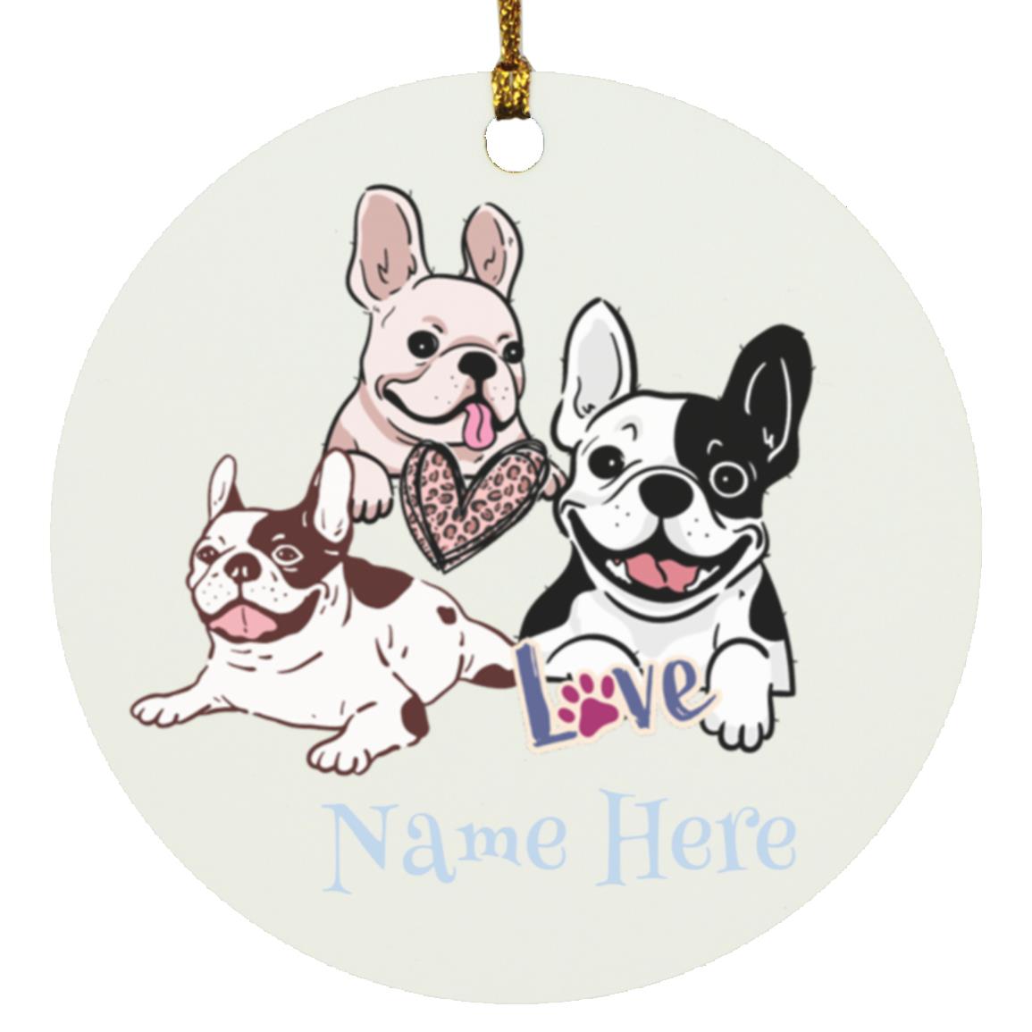 French Bulldog Personalizable Circle Ornament