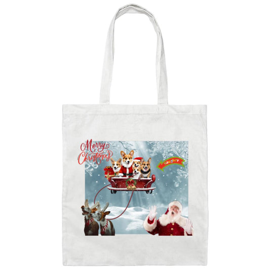 Christmas corgi Canvas Tote Bag