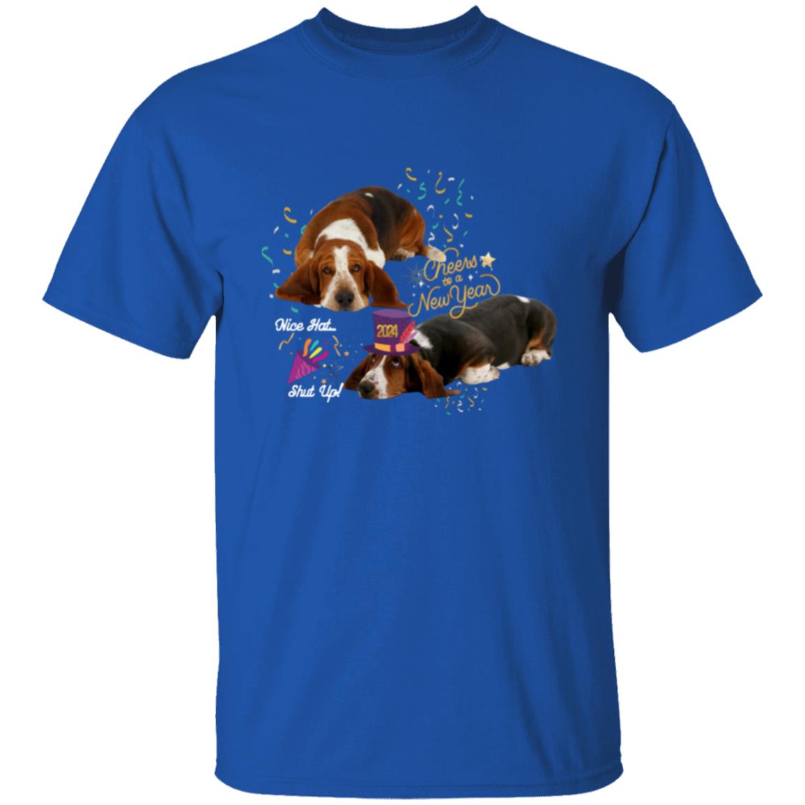 Basset Hounds Celebrate New Years . T-Shirt