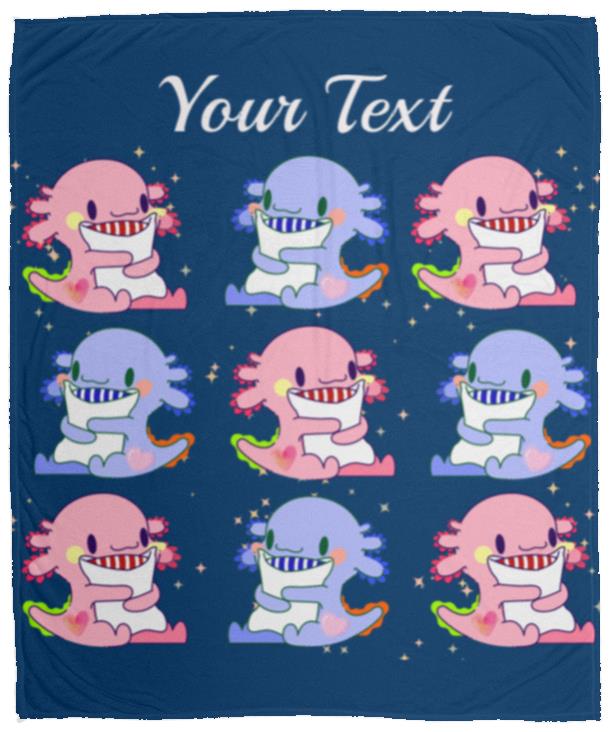 Axolotl Pattern  Cozy & Soft Plush Fleece Blanket -  (FREE PERSONALIZATION) 50x60in