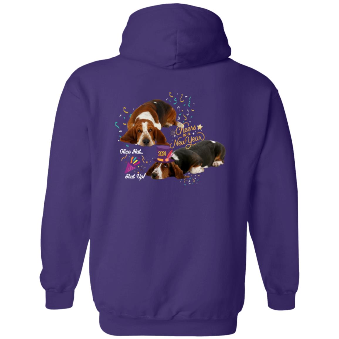 Basset Hound New Years Celebrate Zip Up Hooded Sweatshirt