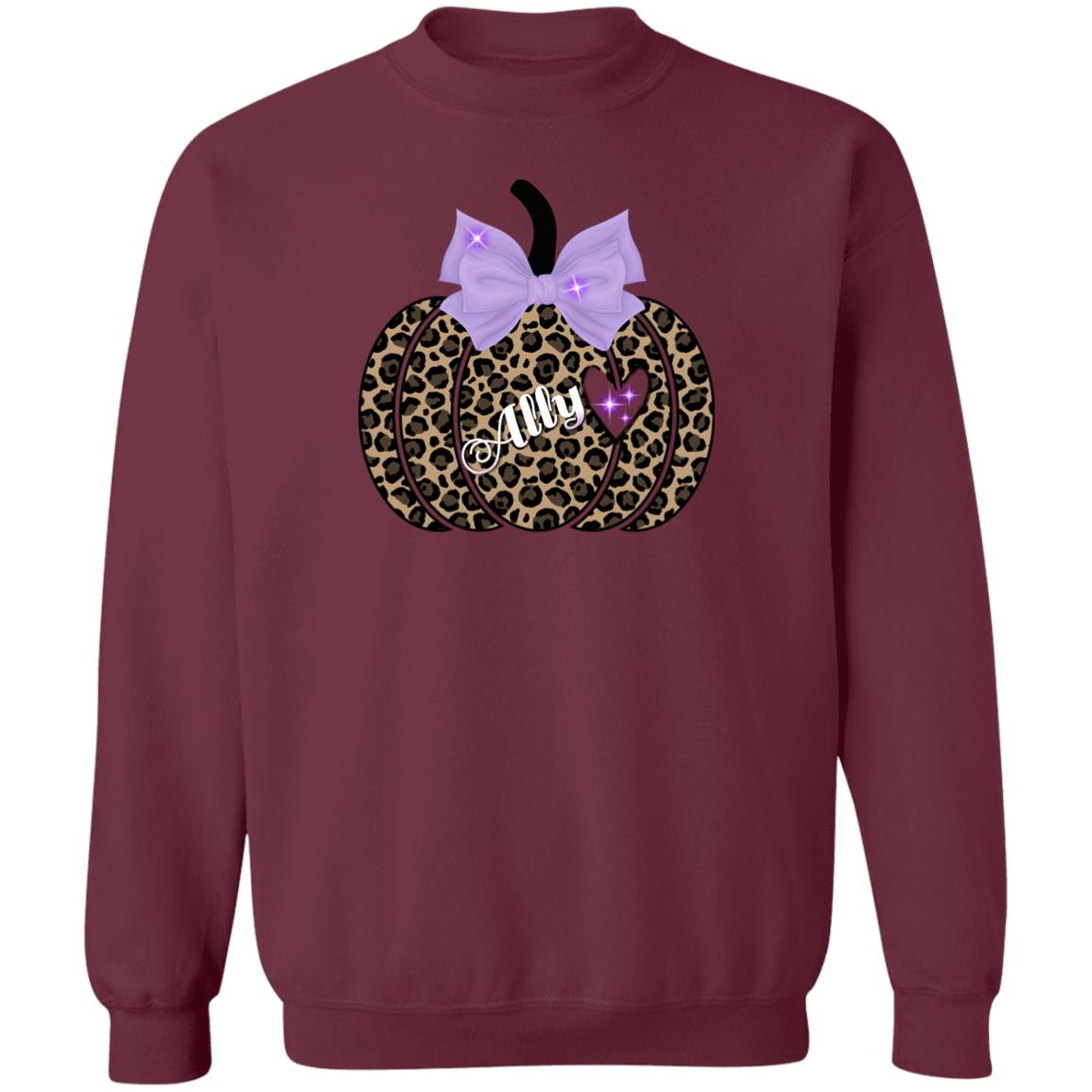 Personalized Cheetah Print Pumpkin Pullover Sweatshirt