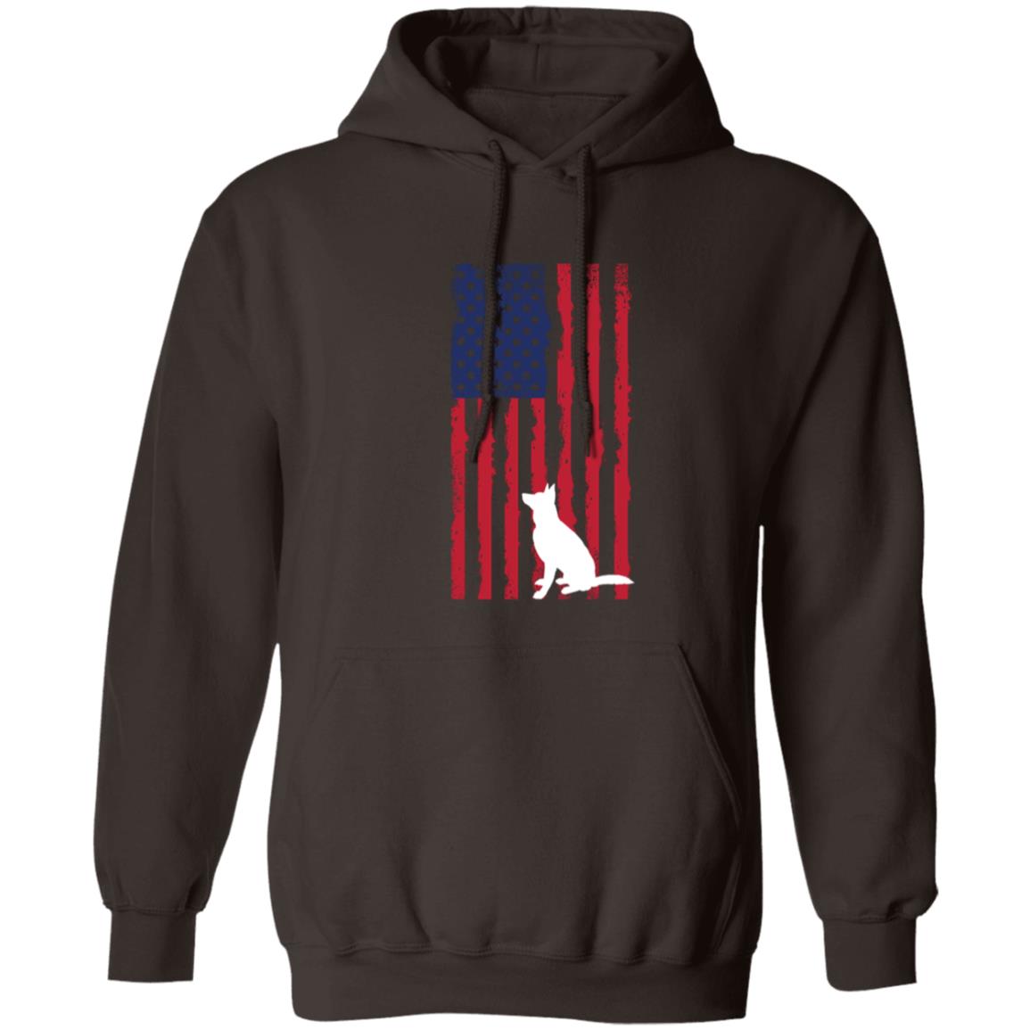 German Shepherd Pullover Hoodie featuring the American Flag