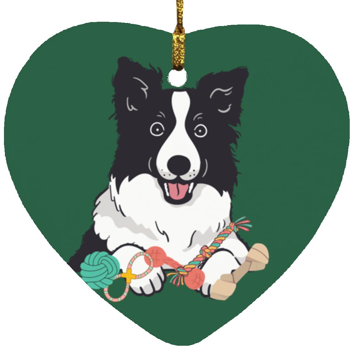 Border Collie Heart Ornament