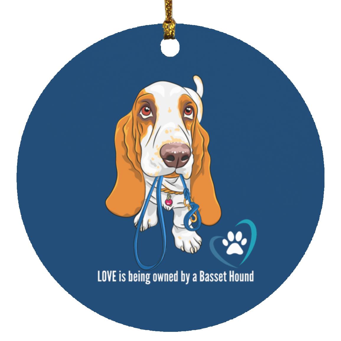 Basset Hound Love Circle Ornament