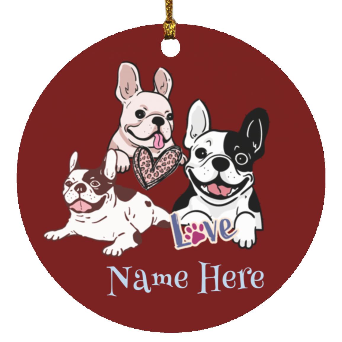 French Bulldog Personalizable Circle Ornament