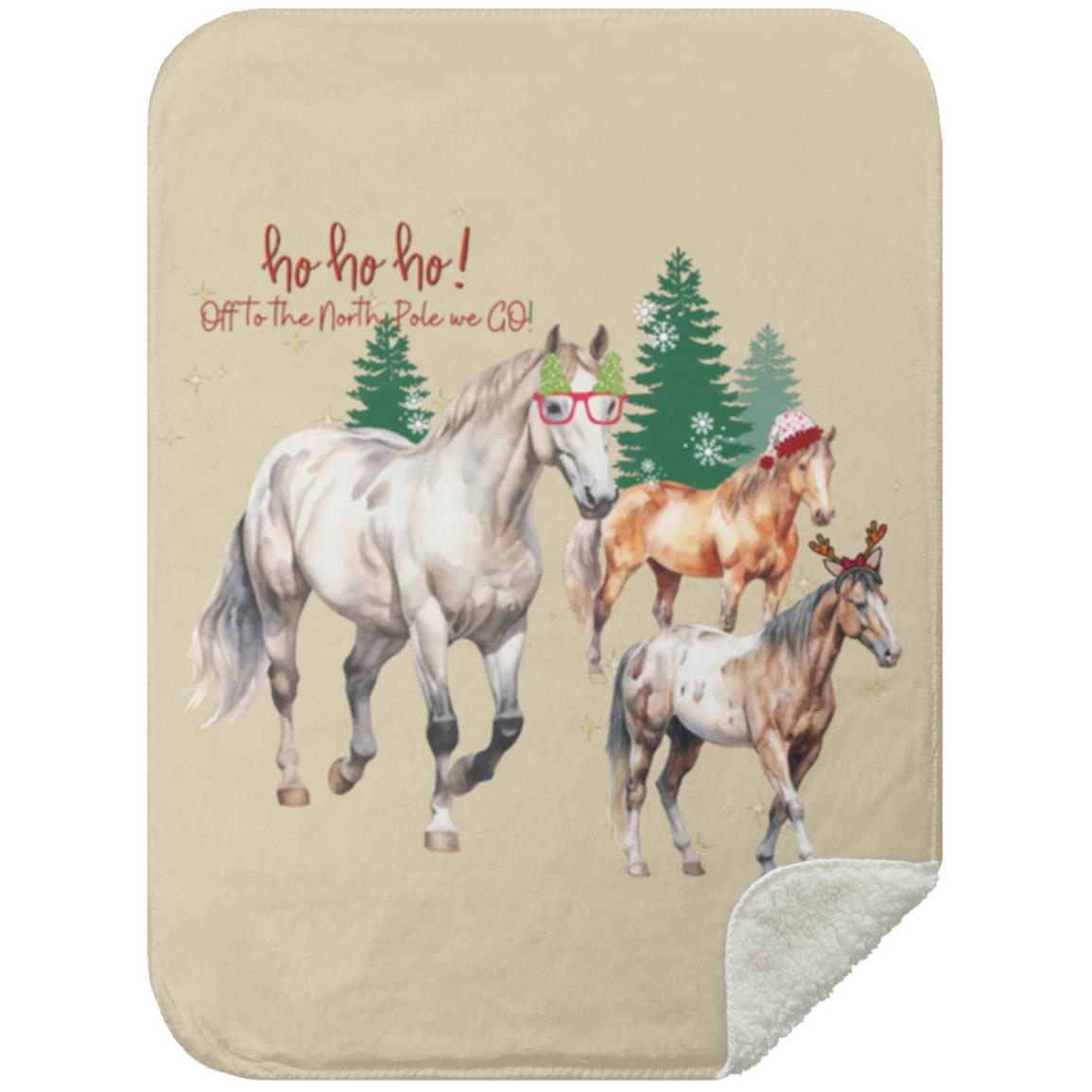 Christmas Blanket with Horses Premium Sherpa Blanket 30x40